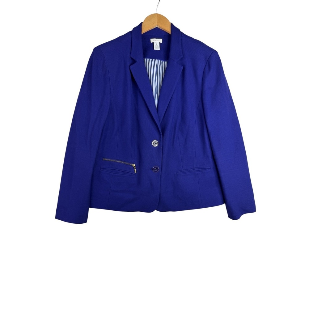 Chico's Knit Pique Two Button Blazer‎ size 2 (Large) Purple
